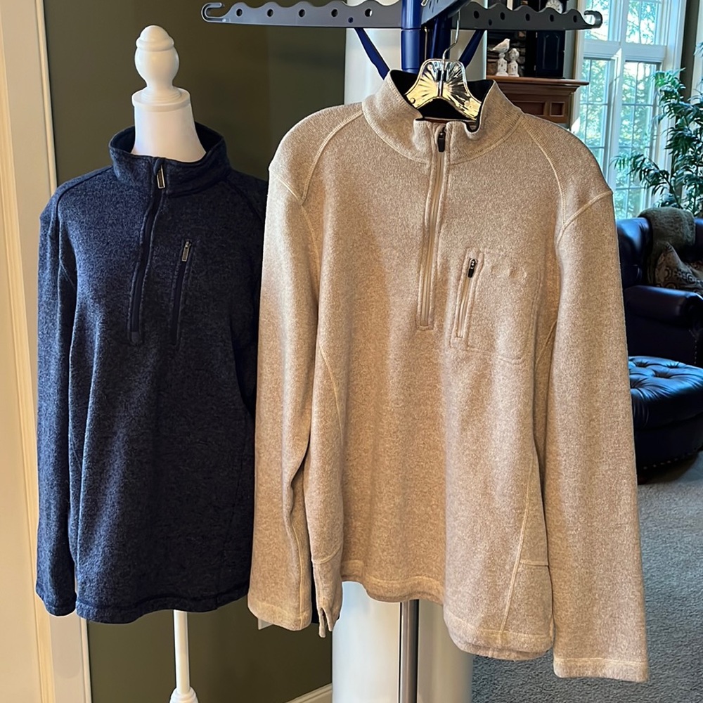 Woolrich Men’s quarter zip pullover.  2 items size L